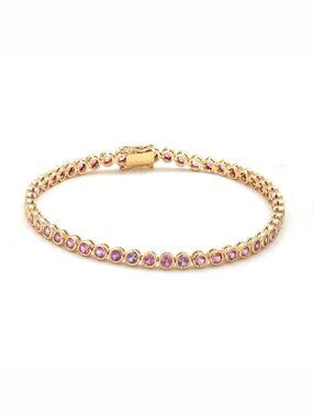 Pink Sapphire Radiance 14K (Custom) Yellow Gold Tennis Bracelet